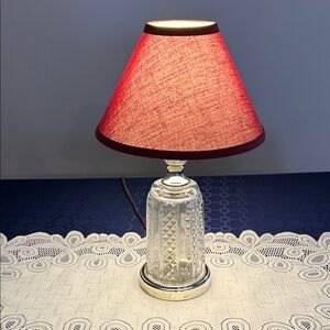 Vintage Crystal Leviton Lamp w shade. H 14 in diameter 4 in